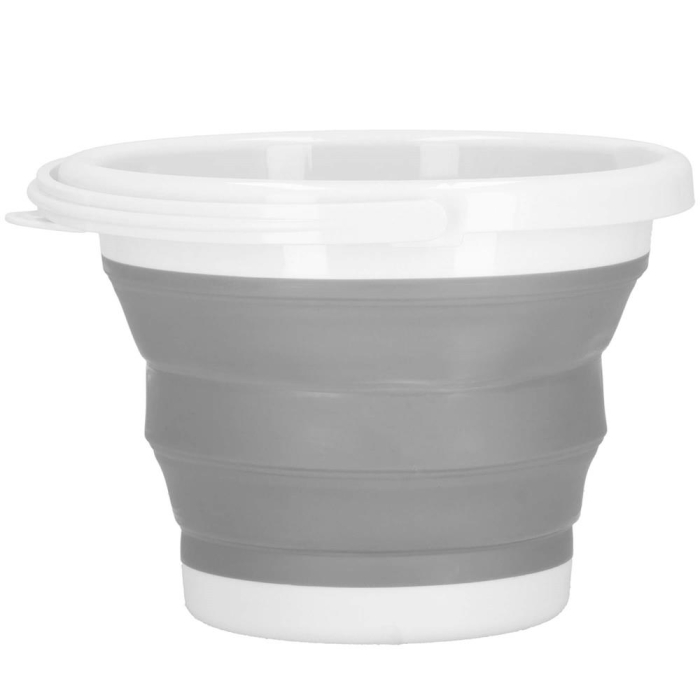 Lighean pliabil, rotund, din plastic si silicon, 25x19cm, 5litri, gri [15]