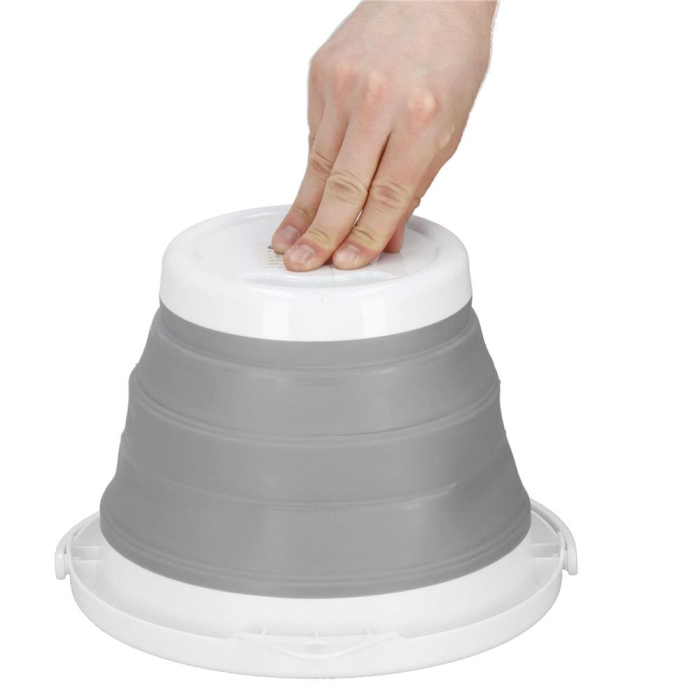 Lighean pliabil, rotund, din plastic si silicon, 25x19cm, 5litri, gri [6]