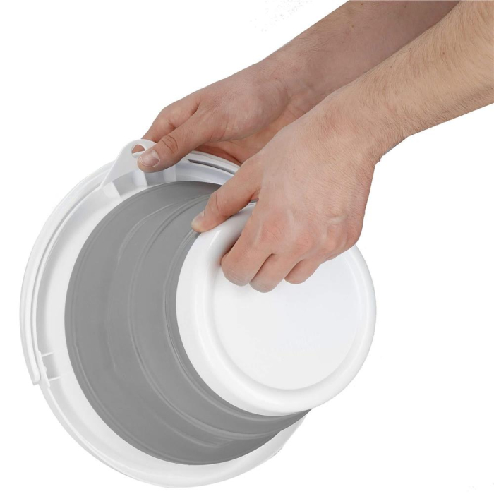 Lighean pliabil, rotund, din plastic si silicon, 25x19cm, 5litri, gri [4]