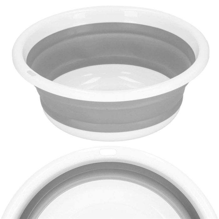 Lighean pliabil, rotund, din plastic si silicon, 37x15cm, 9litri, gri [12]