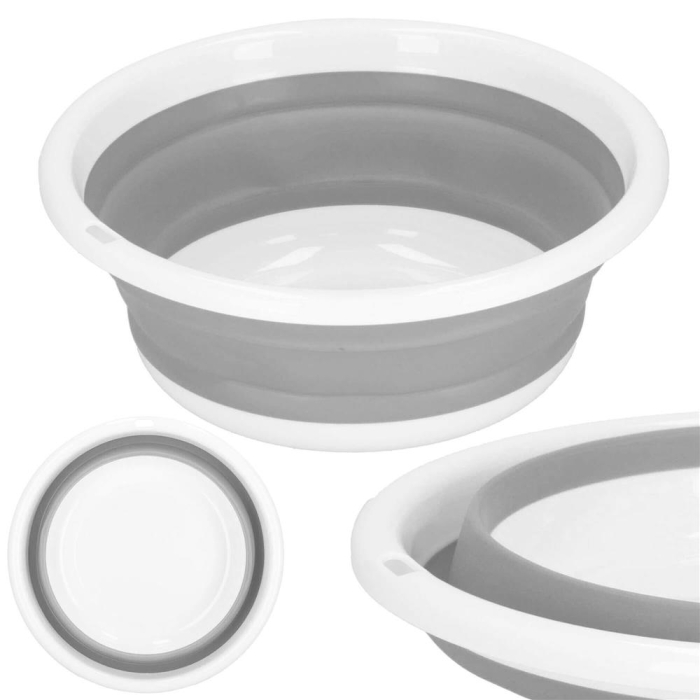 Lighean pliabil, rotund, din plastic si silicon, 37x15cm, 9litri, gri [4]