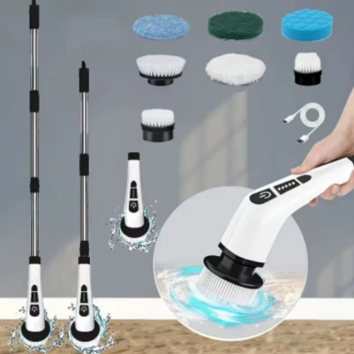 Perie de Curatat Electrica Rotativa 9 in 1 , Fara Fir, Brat Reglabil, Capete de Perie Inlocuibile pentru baie si bucatarie [7]