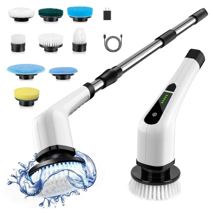 Perie de Curatat Electrica Rotativa 9 in 1 , Fara Fir, Brat Reglabil, Capete de Perie Inlocuibile pentru baie si bucatarie [6]