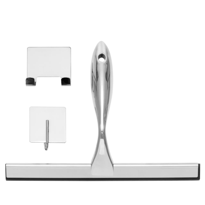 Racleta pentru baie din inox cu suport adeziv, lama 25 cm, finisaj lucios argintiu [11]