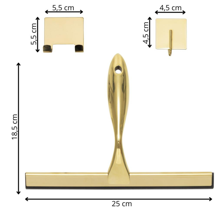Racleta pentru baie din inox cu suport adeziv, lama 25 cm, finisaj lucios auriu [13]