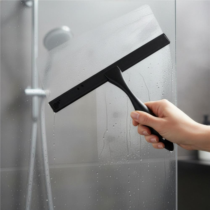 Racleta pentru baie din inox cu suport adeziv, lama 25 cm, finisaj mat negru [5]