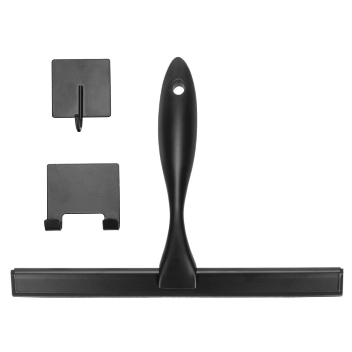 Racleta pentru baie din inox cu suport adeziv, lama 25 cm, finisaj mat negru [12]
