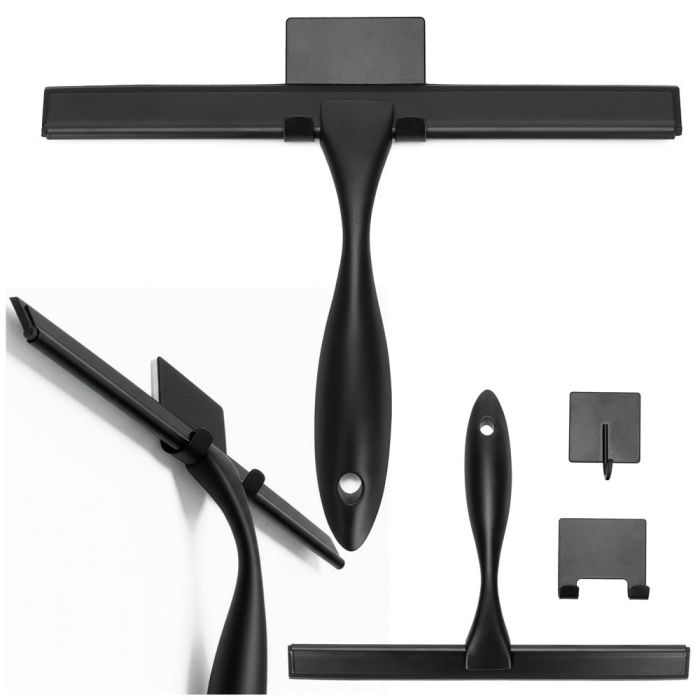 Racleta pentru baie din inox cu suport adeziv, lama 25 cm, finisaj mat negru [3]