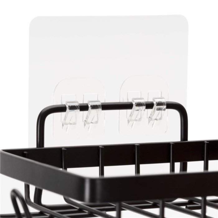 Set 5 polite metalice pentru dus cu montaj autoadeziv, inox, negru mat [16]