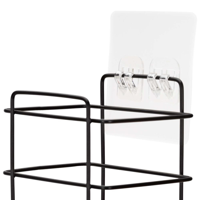 Set 5 polite metalice pentru dus cu montaj autoadeziv, inox, negru mat [11]