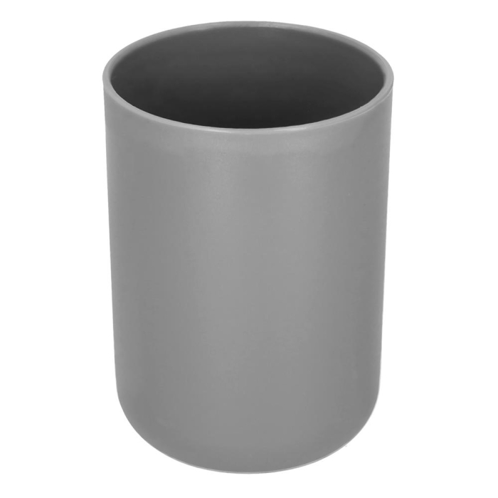 Set accesorii baie, 6 piese din plastic, cu perie WC si cos de gunoi, finisaj mat si lucios, gri argintiu [12]