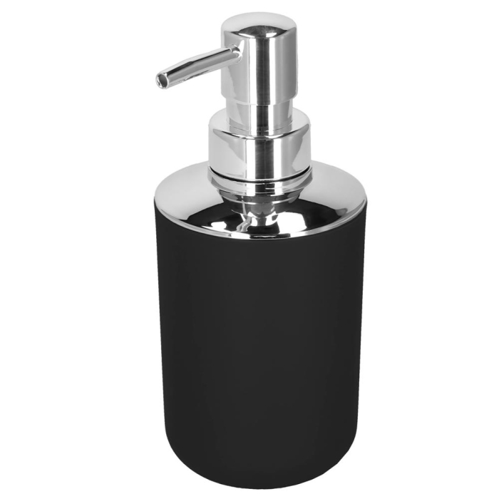Set accesorii baie, 6 piese din plastic, cu perie WC si cos de gunoi, finisaj mat si lucios, negru argintiu [3]