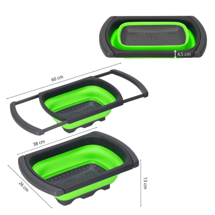 Strecuratoare pliabila pentru chiuveta, din plastic si silicon, brate extensibile, lungime 38-60cm [20]