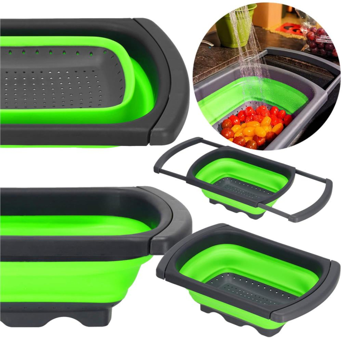 Strecuratoare pliabila pentru chiuveta, din plastic si silicon, brate extensibile, lungime 38-60cm [6]
