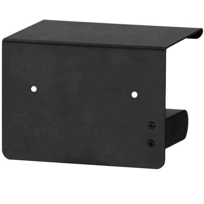 Suport hartie igienica din otel cu raft depozitare, prindere fara gaurire, 14cm, negru [11]
