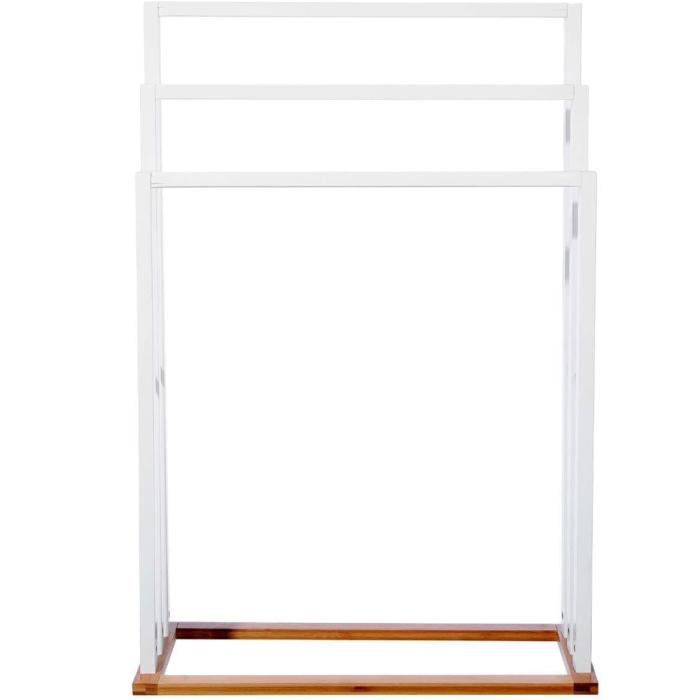 Suport prosoape 5Five Lysandre cu 3 rafturi, 55x24x82 cm, bambus alb [5]