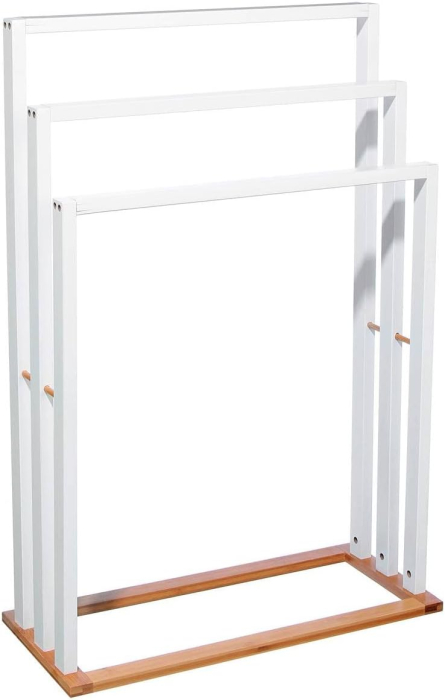 Suport prosoape 5Five Lysandre cu 3 rafturi, 55x24x82 cm, bambus alb [2]