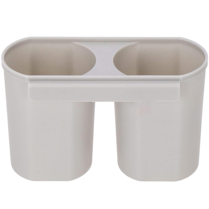 Uscator de vase cu suport tacamuri, din otel, cu tava de scurgere, manere lemn, 42x32x15cm, gri [10]