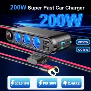 Dispozitiv Auto Premium 3in1, Splitter Bricheta, Incarcator USB/USB-C, Voltmetru Digital, alimentare 12V-24V [2]