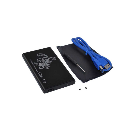 Gadgeturi electronice - Carcasa HDD 2.5" SATA USB Type C 3.1 include surubelnita cablu husa piele artificiala negru