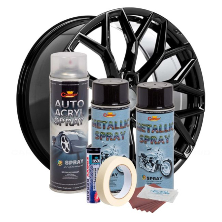 Auto & Iluminat - Kit complet reparatie si vopsire jante culoare Negru Metalizat, V2