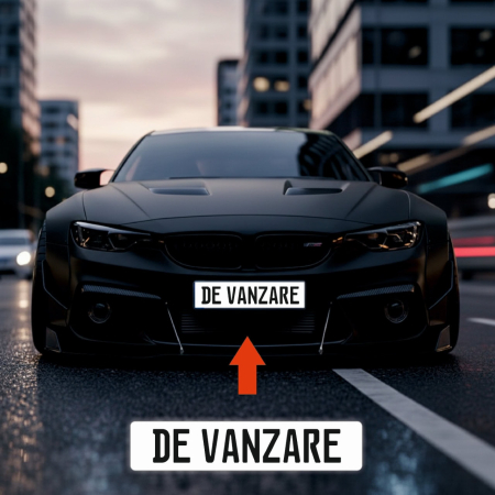 Consumabile auto - Placuta de inmatriculare "CUSTOM TEXT", dimensiune 52 x 11 cm, culoare alba, material PVC, 33 de caractere incluse