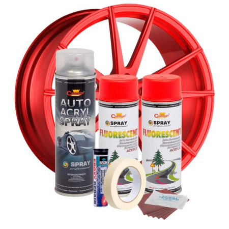 Auto & Iluminat - Kit complet reparatie si vopsire jante culoare Rosu Fluorescent, V2