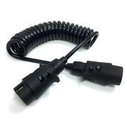 Cablu electric spiralat pentru remorca sau rulota cu 2 mufe Tata/Tata cu 7 pini, lungime 2.5m, culoare Neagra [1]