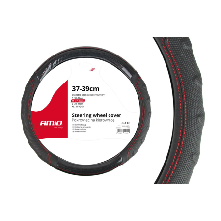 Auto & Iluminat - Husa volan Waves + cusatura rosie SWC-21-M (37-39cm)