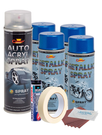 Accesorii Autoturisme - Kit complet reparatie si vopsire jante culoare Albastru Metalizat, V4