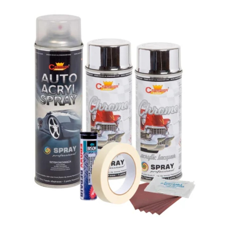 Tuning - Kit complet reparatie si vopsire jante culoare Crom Metalic, V2