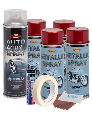 Accesorii Autoturisme - Kit complet reparatie si vopsire jante culoare Rosu Burgundy Metalizat, V4