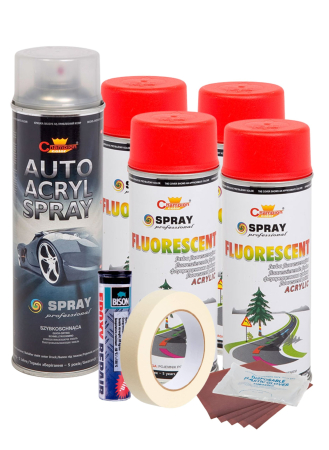 Accesorii Autoturisme - Kit complet reparatie si vopsire jante culoare Rosu Fluorescent, V4