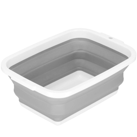 Lighean pliabil, dreptunghiular, din plastic si silicon, 40x29x15cm, 8.5litri, gri [2]