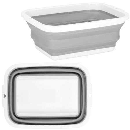 Lighean pliabil, dreptunghiular, din plastic si silicon, 40x29x15cm, 8.5litri, gri [4]