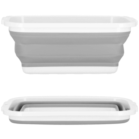 Lighean pliabil, dreptunghiular, din plastic si silicon, 40x29x15cm, 8.5litri, gri [1]