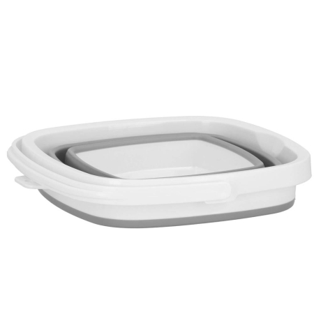 Lighean pliabil, patrat, din plastic si silicon, 30x24cm, 10litri, gri [4]