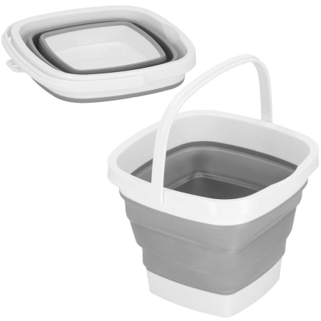 Lighean pliabil, patrat, din plastic si silicon, 30x24cm, 10litri, gri [1]