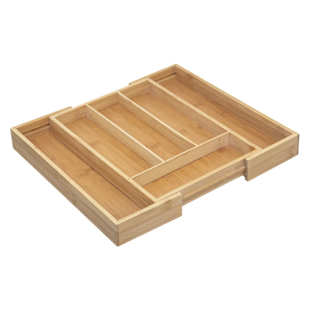 Casă - Organizator extensibil tacamuri 5Five din bambus cu 6 compartimente, 35x39x4 cm, natur