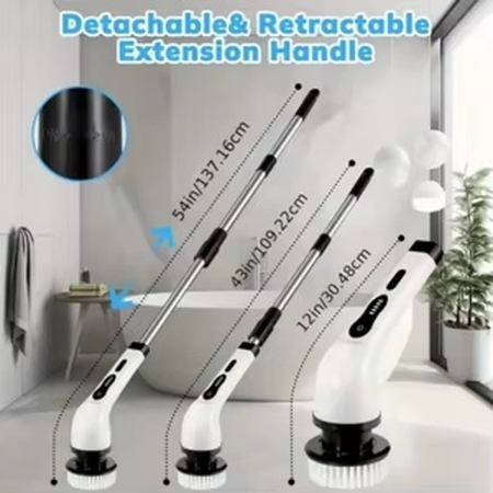 Perie de Curatat Electrica Rotativa 9 in 1 , Fara Fir, Brat Reglabil, Capete de Perie Inlocuibile pentru baie si bucatarie [3]