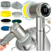 Curățenie - Perie electrica "5-in-1" cu 5 accesorii de curatare pentru baie, podea, rosturi faianta, piscina, cu afisaj cu LED si incarcare USB