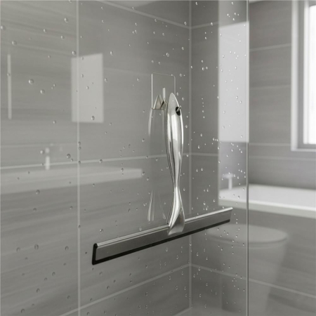 Racleta pentru baie din inox cu suport adeziv, lama 25 cm, finisaj lucios argintiu [7]