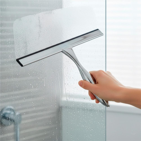 Racleta pentru baie din inox cu suport adeziv, lama 25 cm, finisaj lucios argintiu [5]