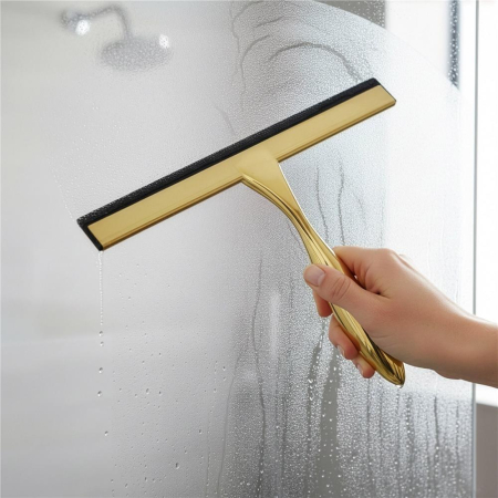 Racleta pentru baie din inox cu suport adeziv, lama 25 cm, finisaj lucios auriu [5]
