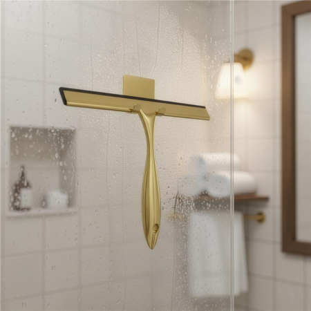 Racleta pentru baie din inox cu suport adeziv, lama 25 cm, finisaj lucios auriu [7]