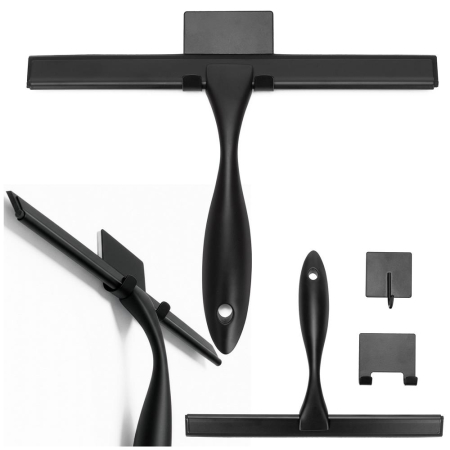 Racleta pentru baie din inox cu suport adeziv, lama 25 cm, finisaj mat negru [2]