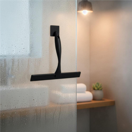 Racleta pentru baie din inox cu suport adeziv, lama 25 cm, finisaj mat negru [5]