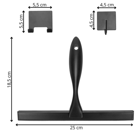 Racleta pentru baie din inox cu suport adeziv, lama 25 cm, finisaj mat negru [13]