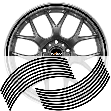 Tuning - Set 16 inele din autocolant pentru jante culoare Negru Lucios