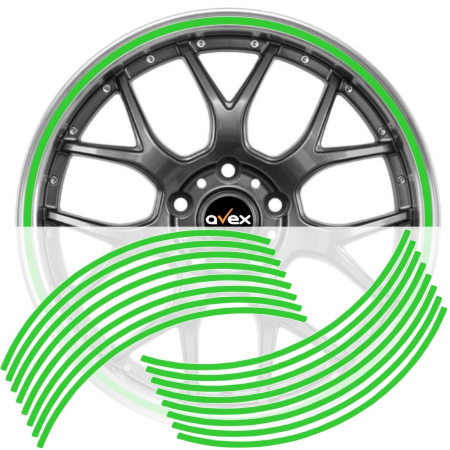 Tuning - Set 16 inele din autocolant pentru jante culoare Verde Lucios